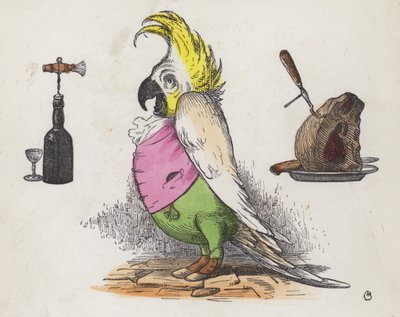 貪欲なオカメインコ（彩色済み彫刻 作： Charles Henry (after) Bennett