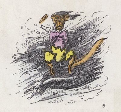 風に吹き飛ばされた小犬（彩色済み彫刻 作： Charles Henry (after) Bennett