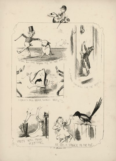 チャールズ・H・ベネット著「絵で見ることわざ」からのページ 作： Charles Henry (after) Bennett