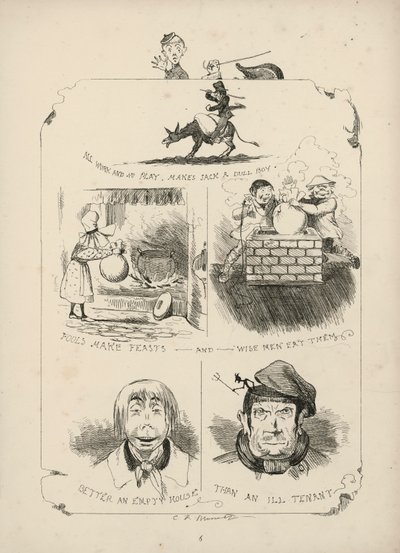 チャールズ・H・ベネット著「絵で見ることわざ」からのページ 作： Charles Henry (after) Bennett