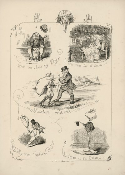 チャールズ・H・ベネット著「絵で見ることわざ」からのページ 作： Charles Henry (after) Bennett