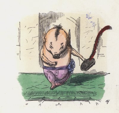 子豚のカツラ（彩色済み彫刻 作： Charles Henry (after) Bennett