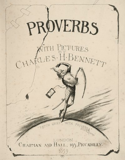 チャールズ・H・ベネット著『絵入り箴言』のタイトルページ挿絵（エングレーヴィング） 作： Charles Henry (after) Bennett
