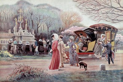 Breton CalvaryのPelerinage - Charles Henri Terre (1864 - 1926)の20世紀初頭のプリント。パリ、装飾美術 作： Charles Henry Tenre