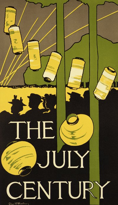 ニューヨークで出版されたセンチュリーマガジンの7月号を宣伝するポスターの複製 作： Charles Herbert Woodbury
