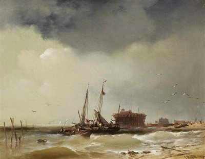 ビーチに上陸するフィッシャーボート 作： Charles Hoguet