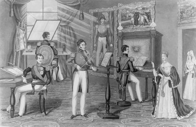 The Winder of Windsor：The Artist、Poet、Fiddler、Here We See、and all are Tweedle-dum and Tweedle-dee、c.1841（litho）（bw photo） 作： Charles Hunt