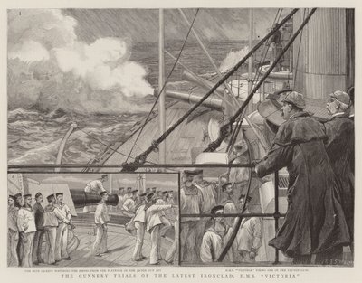 最新の鉄壁、HMSビクトリアの砲術裁判 作： Charles J. Staniland