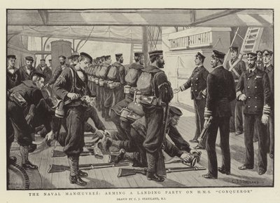 海軍の作戦、HMS征服者に上陸党を武装させる 作： Charles J. Staniland