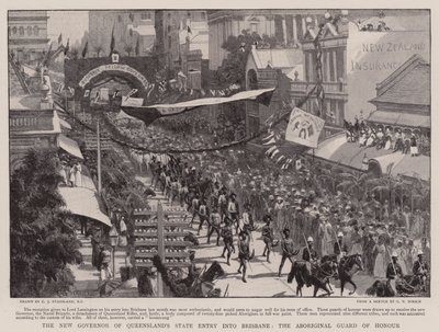 クイーンズランド州の新知事、先住民の名誉警備員、ブリスベンへの進出 作： Charles J. Staniland