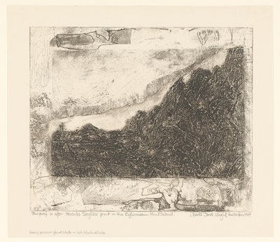 道路と川のある岩の多い風景 作： Charles James Wright (signed by artist)