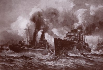 駆逐艦との戦い（リトグラフ 作： Charles John de (after) Lacy