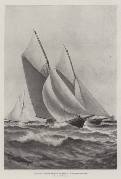 世紀初のヨットシーズン、首と首のレース 作： Charles John de Lacy