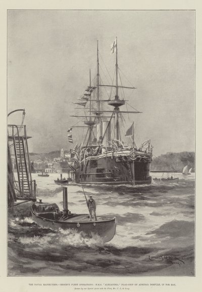 海軍操縦、予備艦隊作戦、HMSアレクサンドラ、ドンビレ提督の旗艦、トールベイ 作： Charles John de Lacy