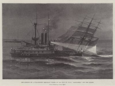 トカゲから離れたHMS Sanspareilによる1400トンの完全装備の商船の沈没 作： Charles John de Lacy