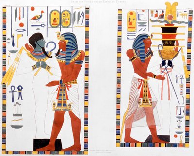 1820～1822年、G・ベルゾーニによって発見された、テーベの王たちの墓からの2つの壁画 作： Charles Joseph Hullmandel