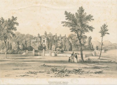 Westwood Hall：着色されたリトグラフ、nd [1832-1841] 作： Charles Joseph Hullmandel