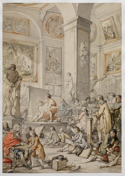 王立絵画彫刻アカデミーのライフクラス、1746 作： Charles Joseph Natoire