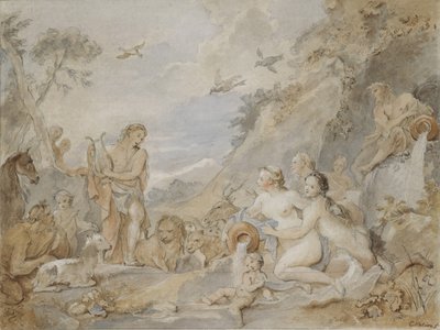 ニンフ、ドライアド、動物を魅了するオルフェウス、1757年。 作： Charles Joseph Natoire