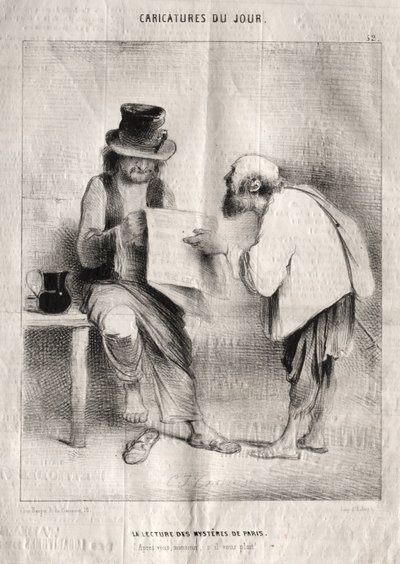 今日の似顔絵: パリの謎を読む 作： Charles Joseph Traviès de Villers