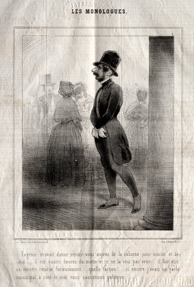 モノローグ: ユージェニーは、真夜中半にコラムを書く約束をしてくれました... 作： Charles Joseph Traviès de Villers
