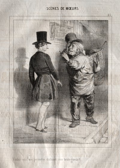 風俗シーン：バーナーに火をつけてもいいですか。 作： Charles Joseph Traviès de Villers