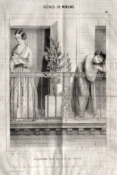 マナーの場面：4階通りNDドロレット。彼女は私の手紙を読んだと思います... 作： Charles Joseph Traviès de Villers