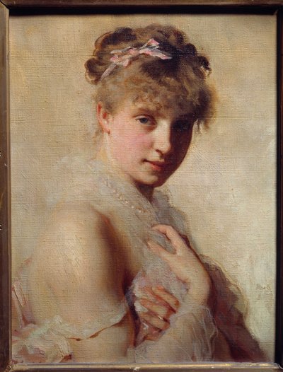 若い女の子の肖像チャールズ・チャップリン（1825-1891）の絵画 作： Charles Joshua Chaplin