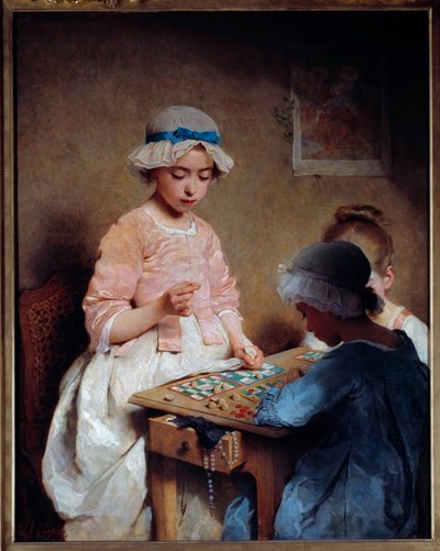 抽選会の様子 チャールズ・チャップリン（1825-1891）の絵画 1865年 日。1,16x0,97 m ルーアン、ミュゼ・デ・ボザール 作： Charles Joshua Chaplin