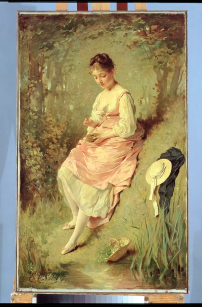 巣を持つ少女、1860年代後半 作： Charles Joshua Chaplin