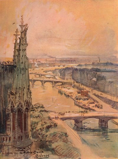ノートルダム大聖堂から見たセーヌ川（1915年） 作： Charles Jouas