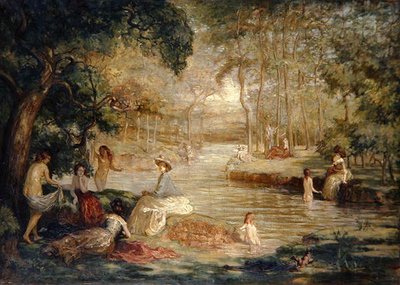 入浴者: 川沿いの女性の入浴者 作： Charles Julian Tharp