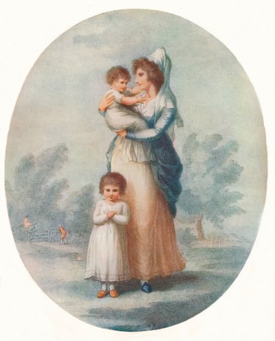 「レディ・ラッシュアウトと子供たち」、c1795 作： Charles Knight