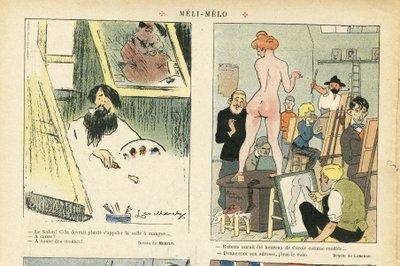 Chas-Laborde (1886-1941)のイラスト（Le Rire, 21/03/08） - Meli-Melo - アート, 教育, ヌーディット - モデル（ポーズをとる人 作： Charles Laborde
