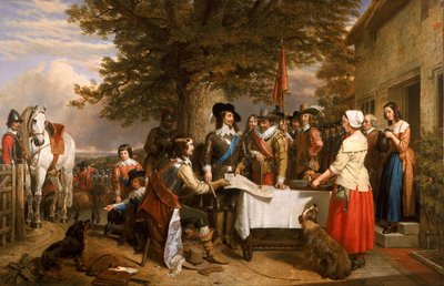 エッジヒルの戦いの前夜、1642年、1845年 作： Charles Landseer