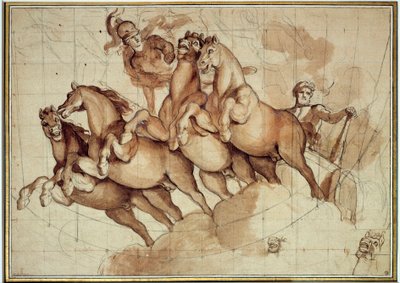 ヘラクレスの神格化 Charles Lebrun (Le Brun) (1619-1690)作 Lavis de sanguine et encre noir 17世紀 日。0.32x0.45m。パリ、ルーヴル美術館 作： Charles Le Brun