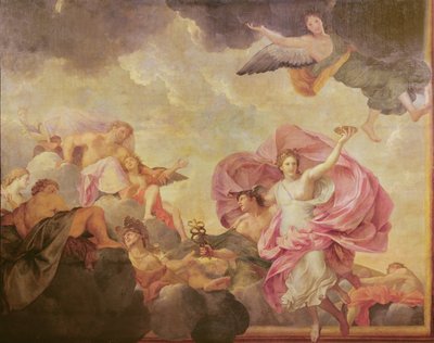 オテルドゥラベドゥラリビエールの天井：プシュケをオリンポス山に誘拐した水星、1653年 作： Charles Le Brun