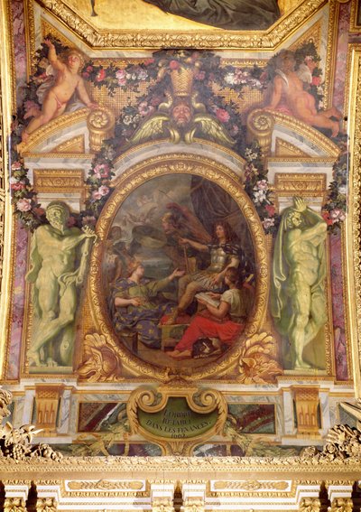 1662年に取り戻された金融秩序、Galerie des Glacesの天井画 作： Charles Le Brun