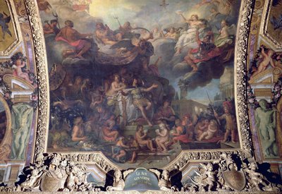 ルイ14世（1638〜1715年）が1661年に独りで統治し、氷河画廊の天井画 作： Charles Le Brun