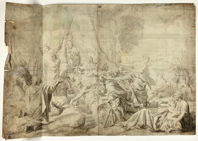 岩から水を汲むモーセ 作： Charles Le Brun