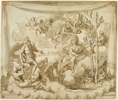 アテネ建国について話し合うネプチューンとミネルヴァ 作： Charles Le Brun