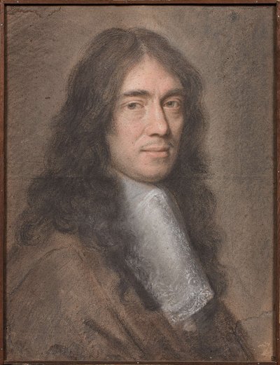 シャルル・ペローの肖像」（厚紙にパステル画 作： Charles Le Brun