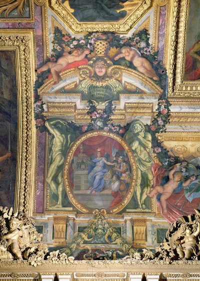 1674年にホテルロワイヤルデアンヴァリッドの創設、ギャルリーデグレースの天井画 作： Charles Le Brun
