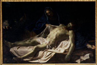 聖母ピエタの膝の上に死せるキリスト。シャルル・ルブランの絵画 作： Charles Le Brun