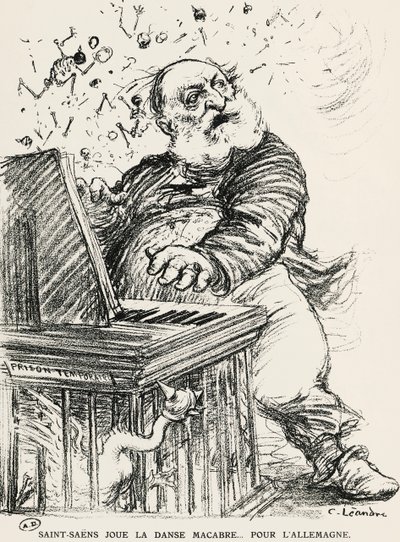 Caricatura de Charles Camille Saint-Saens, compositor, pianista e organista francês 作： Charles Leandre