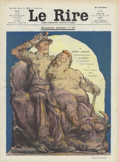 戦争のためのフランス国務次官、ヘンリー・シェロンの風刺画。ル・リールのイラスト 作： Charles Leandre