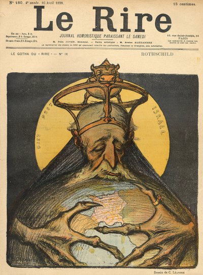 1898年4月16日、「ルリール」の表紙からのロスチャイルド家の風刺画 作： Charles Leandre