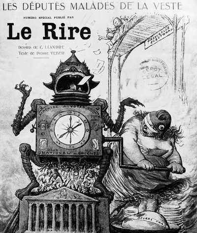 1月19日付の新聞「Le Rire」に掲載された、Charles Leandreによる1924年の総選挙に関する漫画。 作： Charles Leandre