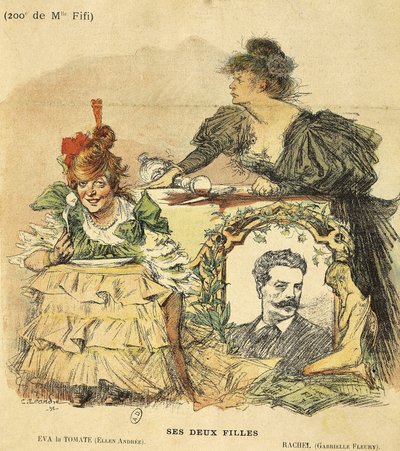 ギー・ド・モーパッサン（1850-1893）の小説「マドモアゼル・フィフィ」の200回目の展示会のための漫画（イラスト 作： Charles Leandre