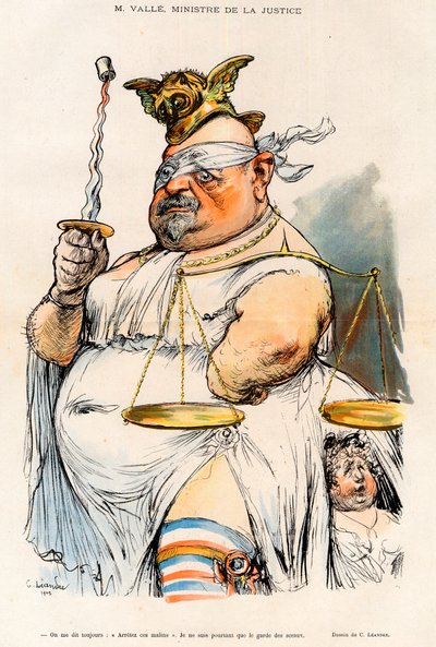 Ernest Valle (1845-1920) - 1902年の法務大臣 - Charles Leandre (1862-1934)による1902年の「Le Rire」誌の漫画 作： Charles Leandre
